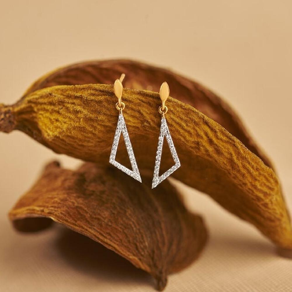Glinting Triangle Diamond Drop Earrings
