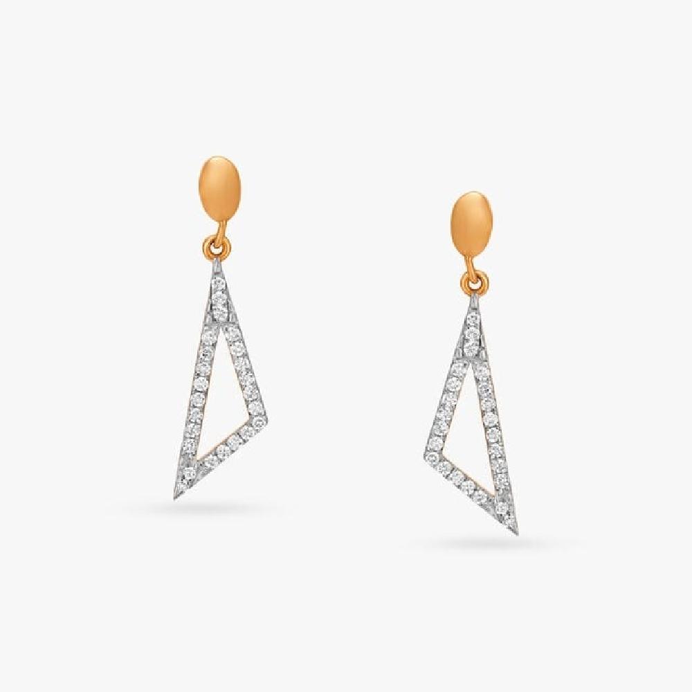 Glinting Triangle Diamond Drop Earrings