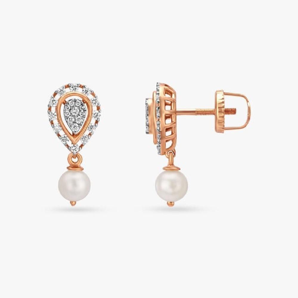 Classy Pearl and Diamond Drop Earrings