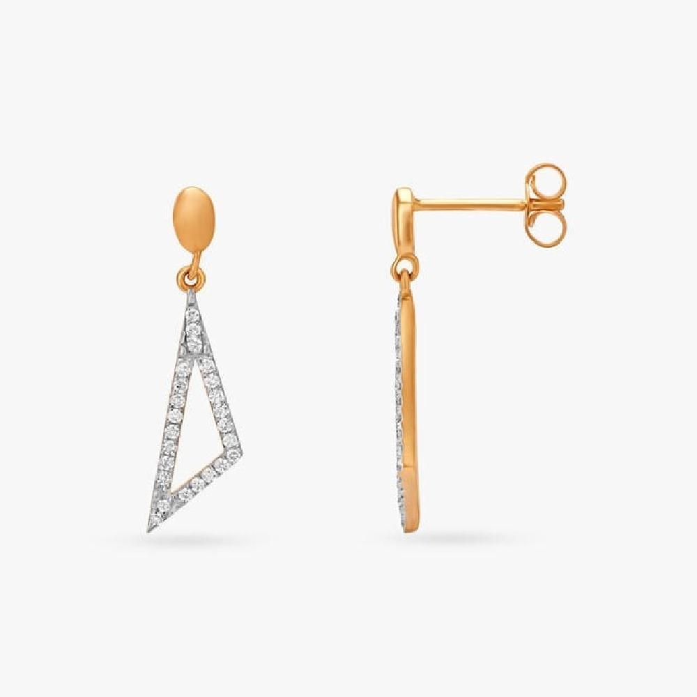 Glinting Triangle Diamond Drop Earrings