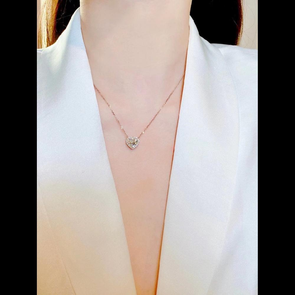 Heart cut diamond necklace