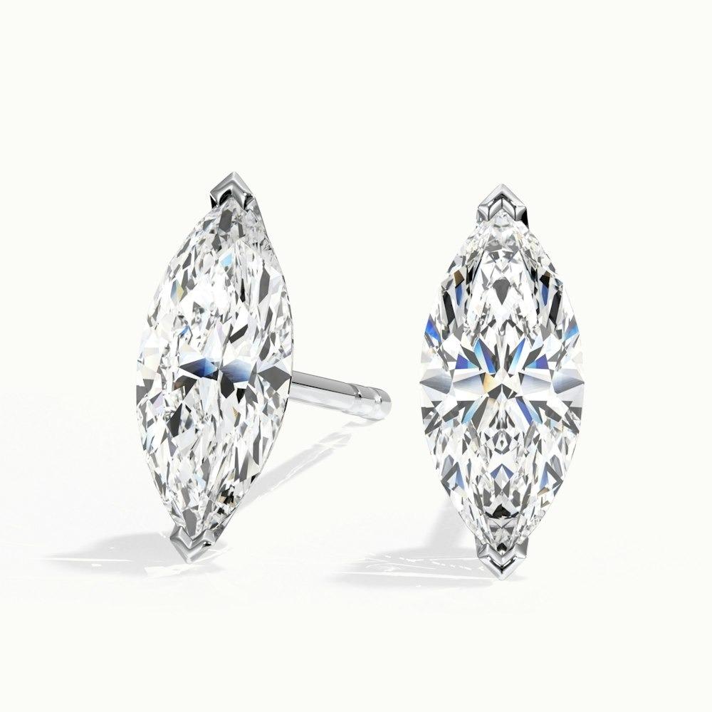 1.00 Ct. Each Marquise Cut CVD Diamond 2 Prong Earrings