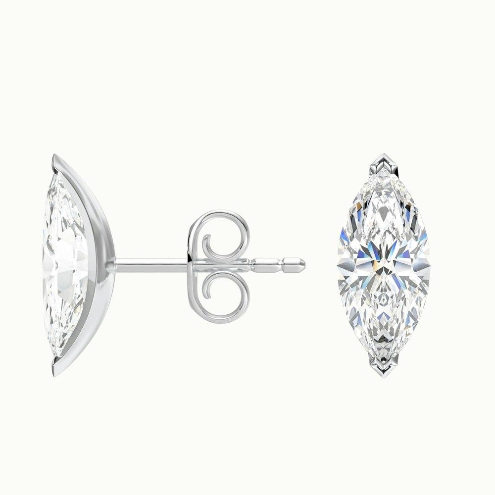 1.00 Ct. Each Marquise Cut CVD Diamond 2 Prong Earrings