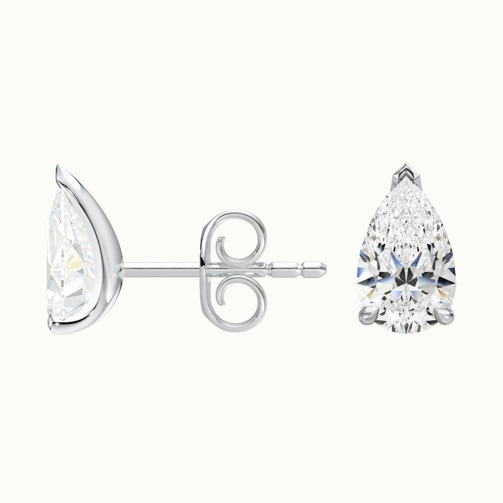 1.00 Ct. Each Pear Cut CVD Diamond 3 Prong Earrings