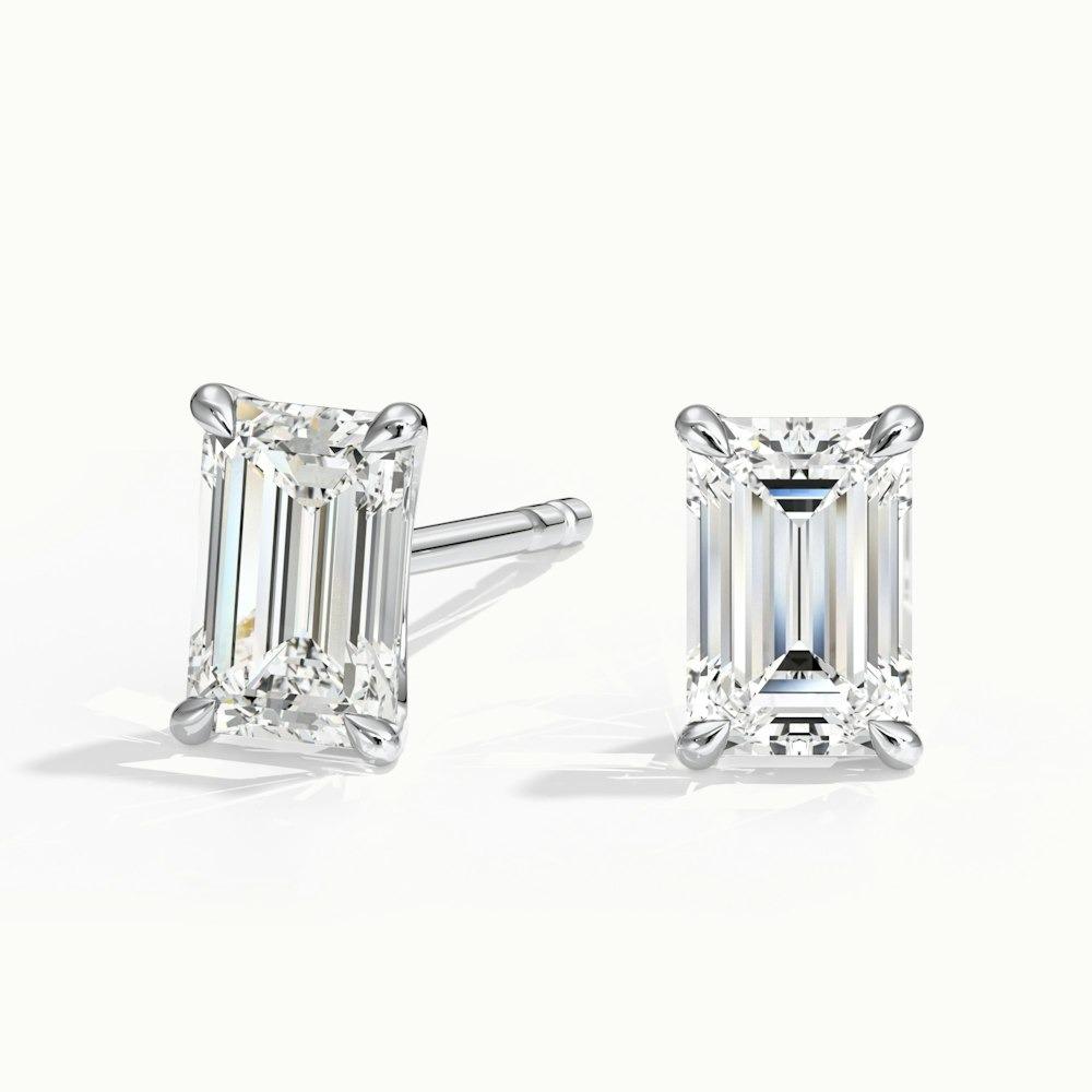 1.00 Ct. Each Emerald Cut CVD Diamond 4 Prong Earrings