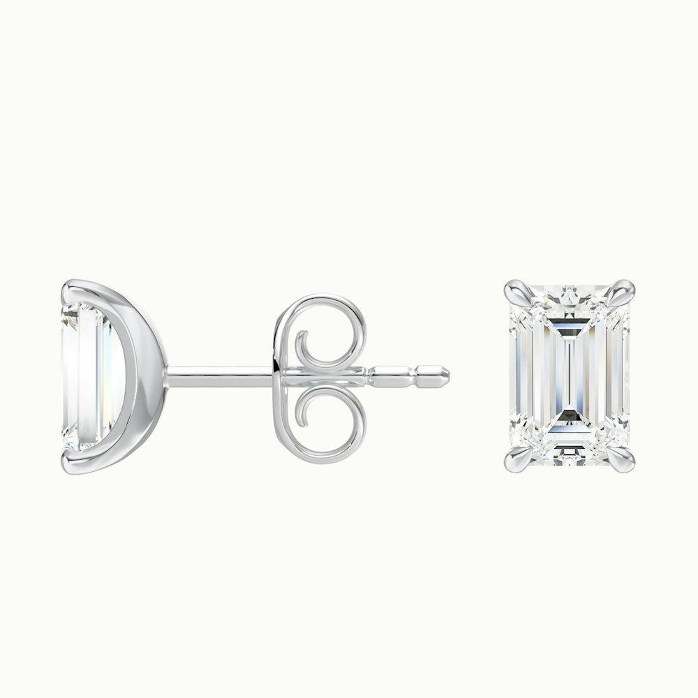 1.00 Ct. Each Emerald Cut CVD Diamond 4 Prong Earrings