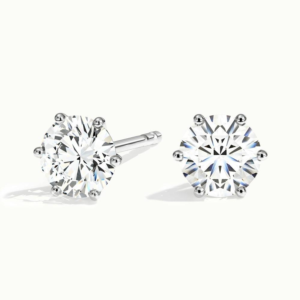 1.00 Ct. Each Round CVD Diamond 6  Prong Earring