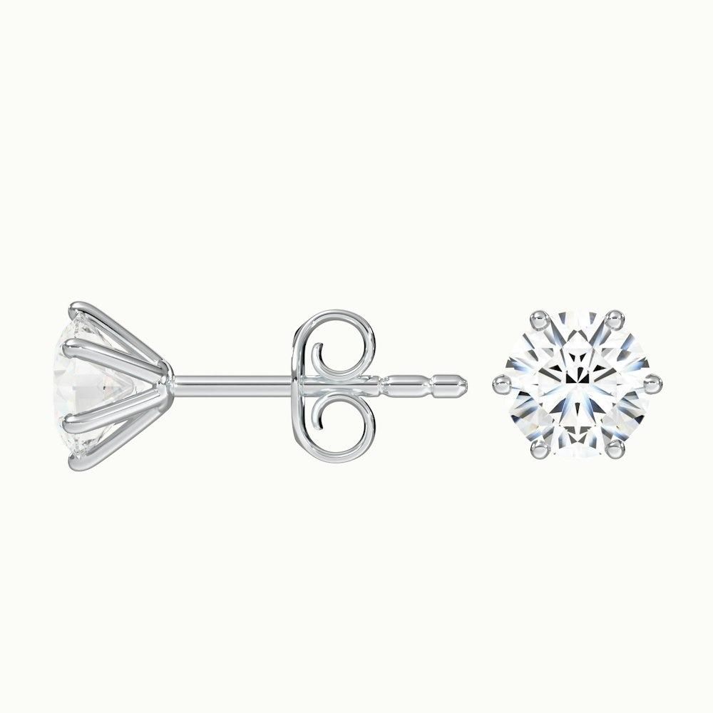 1.00 Ct. Each Round CVD Diamond 6  Prong Earring