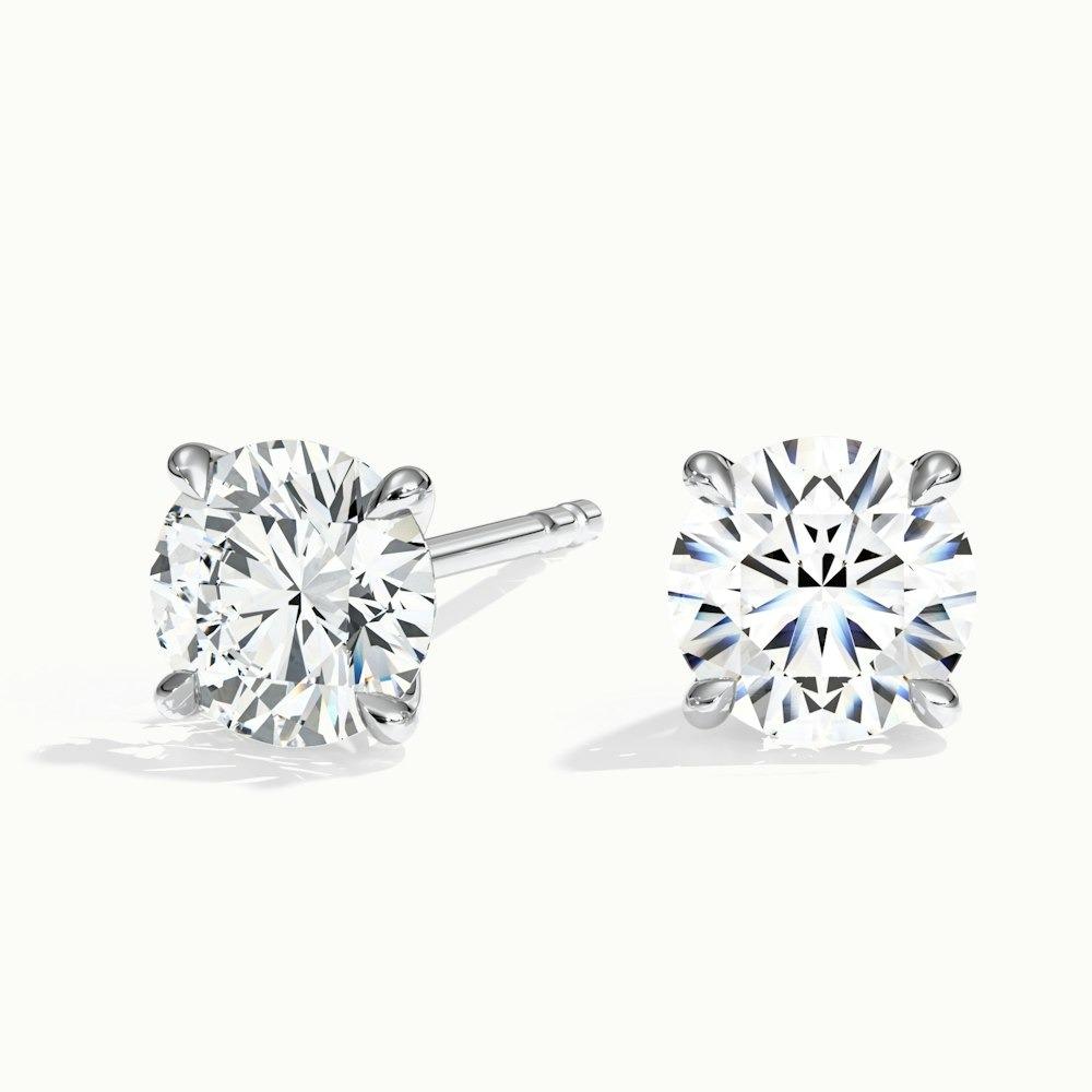 1.00 Ct. Each Round CVD Diamond 4 Prong Earring