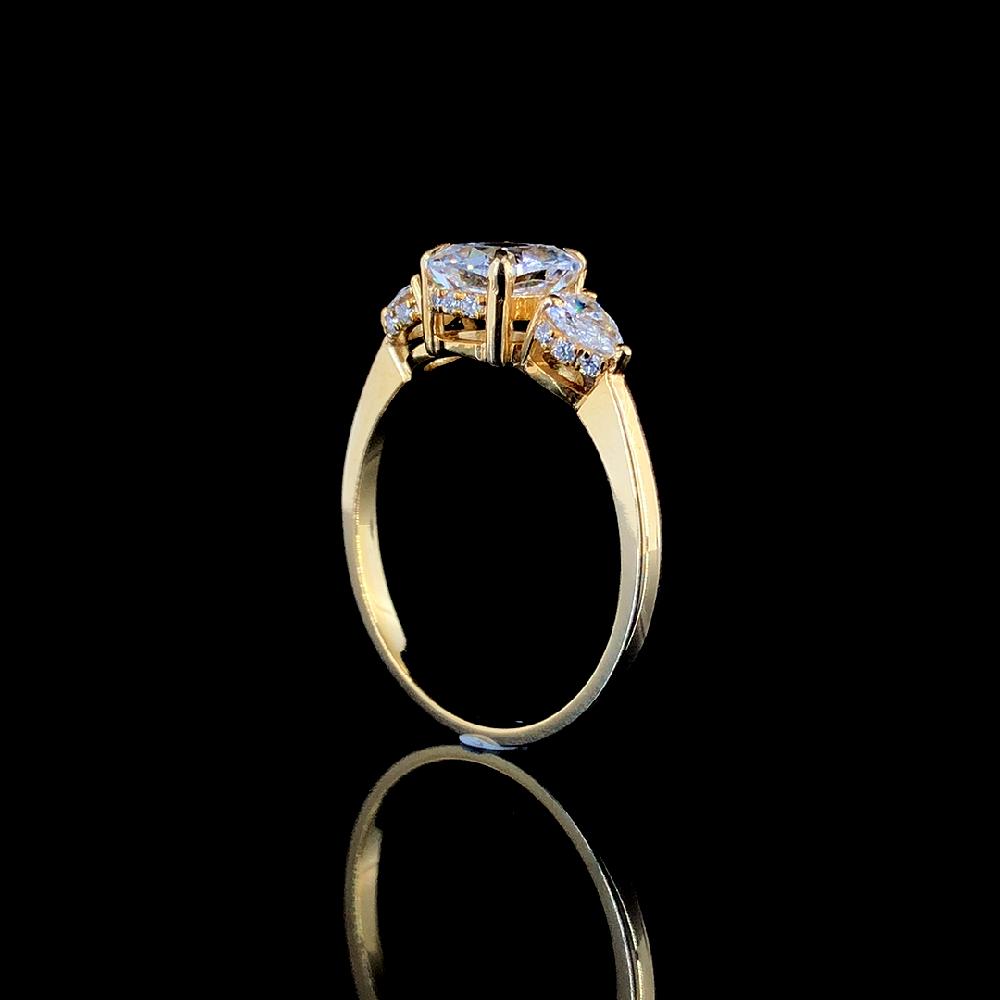 1.01 Ct. Cushion & Pear Cut CVD Diamond Ring