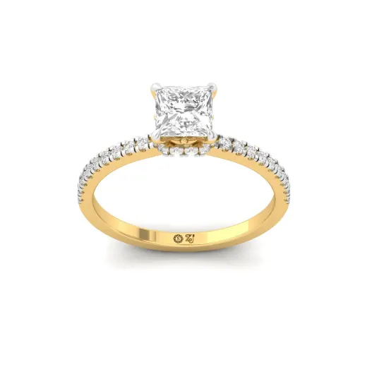 Princess Cut Solitaire Engagement Ring with Side Diamonds