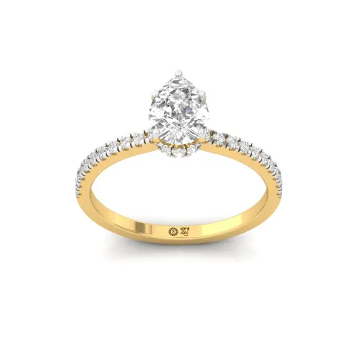 Pear Cut Solitaire Engagement Ring with Side Diamonds