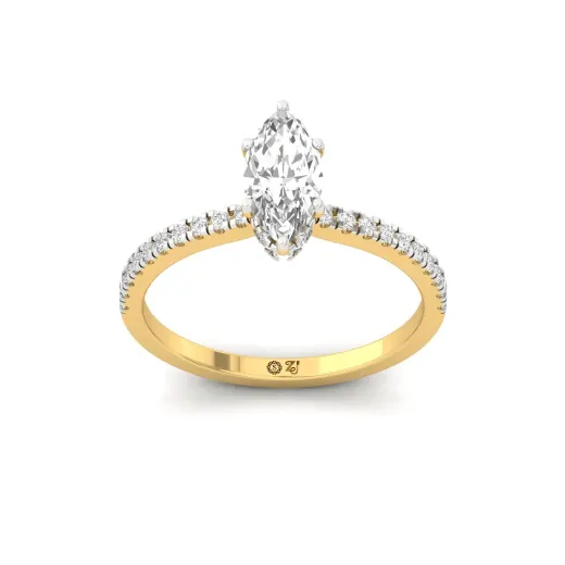 Marquise Cut Solitaire Engagement Ring with Side Diamonds