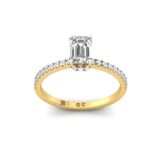 Emerald Cut Solitaire Engagement Ring with Side Diamonds