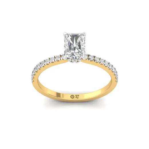 Radiant Cut Solitaire Engagement Ring with Side Diamonds