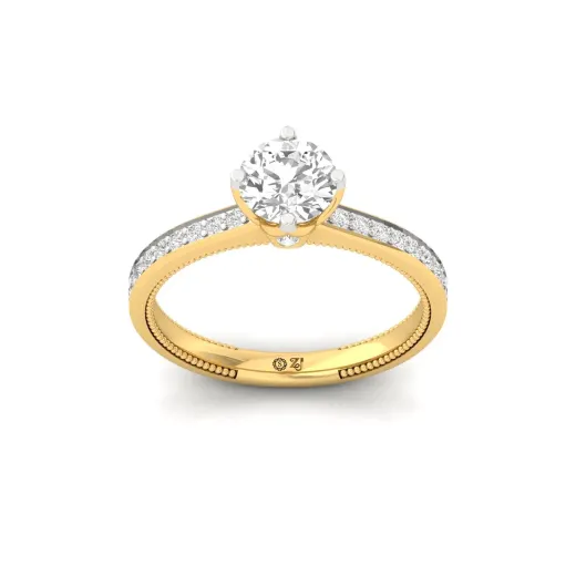 Round Brilliant Solitaire Engagement Ring with Diamond Accents
