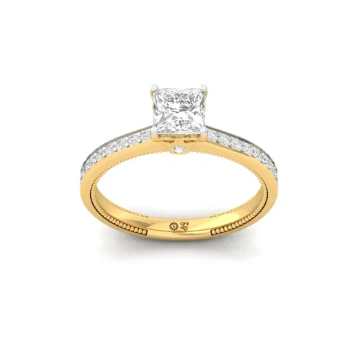 Princess Cut Solitaire Engagement Ring with Diamond Band