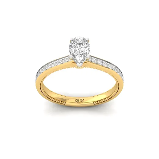 Pear Cut Solitaire Engagement Ring with Diamond Band