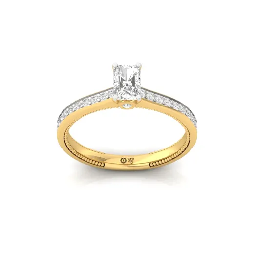 Radiant Cut Solitaire Engagement Ring with Diamond Band