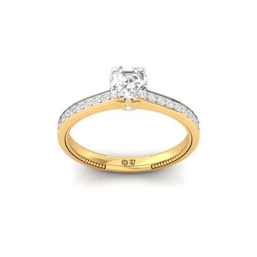 Octagon Cut Solitaire Engagement Ring with Diamond Band