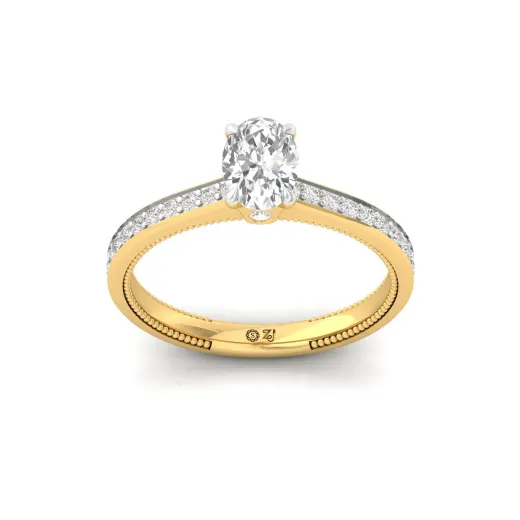Oval Cut Solitaire Engagement Ring with Diamond Accents