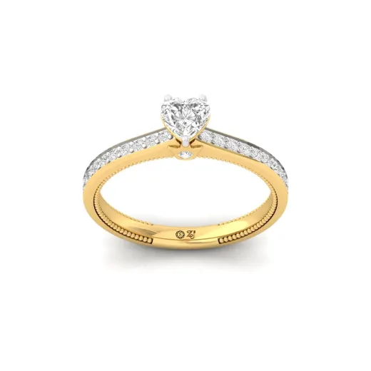 Heart Cut Solitaire Diamond Engagement Ring with Diamond Band