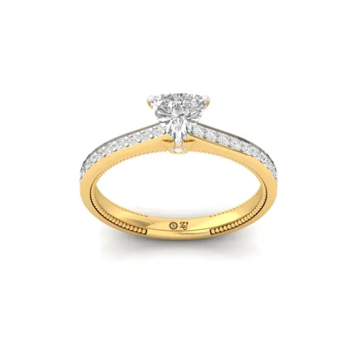 Trillion Cut Solitaire Diamond Engagement Ring with Diamond Band