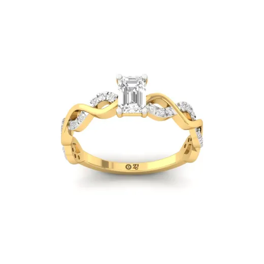 Emerald Cut Infinity Twist Diamond Engagement Ring