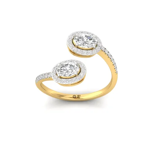 Double Oval Halo  And Toi Et Moi Open Ring