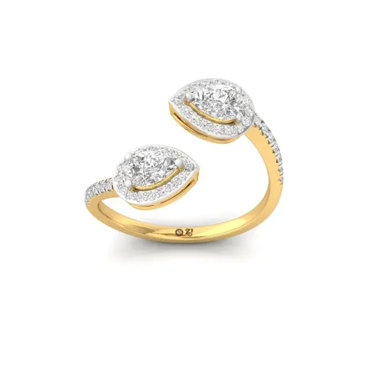 Double Pear Halo And Toi Et Moi Open Ring