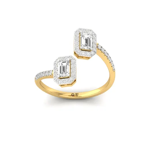 Double Emerald Halo And Toi Et Moi Open Ring