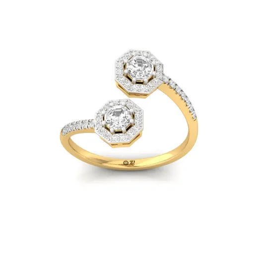 Double Octagon Halo & Toi Et Moi Open Ring