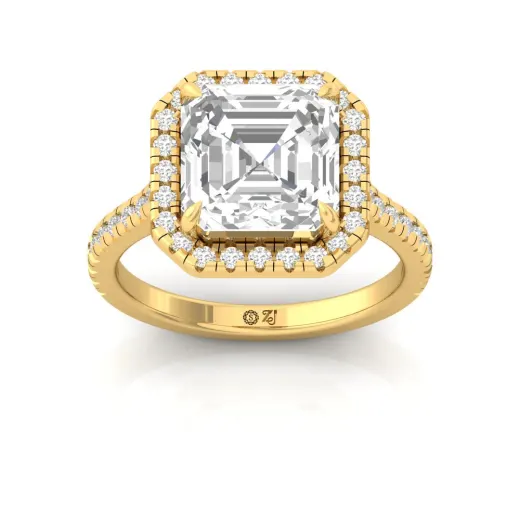 Emerald Square Halo Engagement Ring