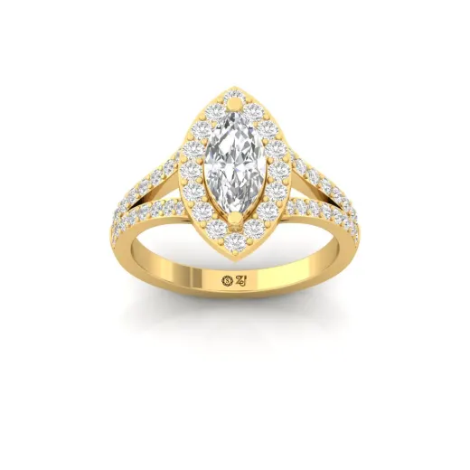 Marquise Cut Halo Diamond Engagement Ring