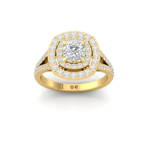 Cushion Cut Double Halo Diamond Engagement Ring