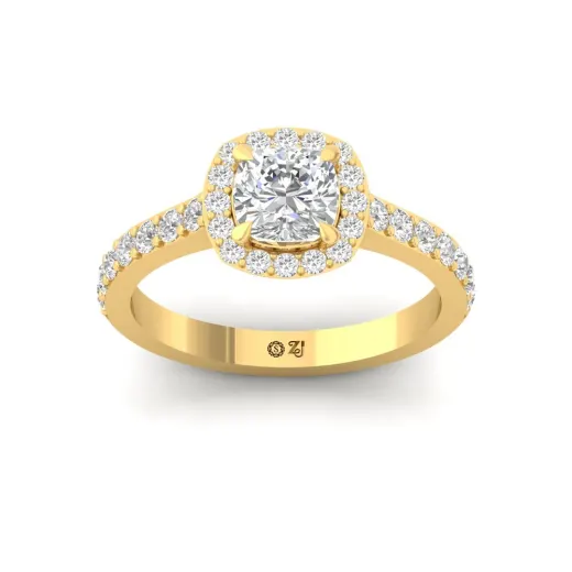 Cushion Cut Halo Engagement Ring