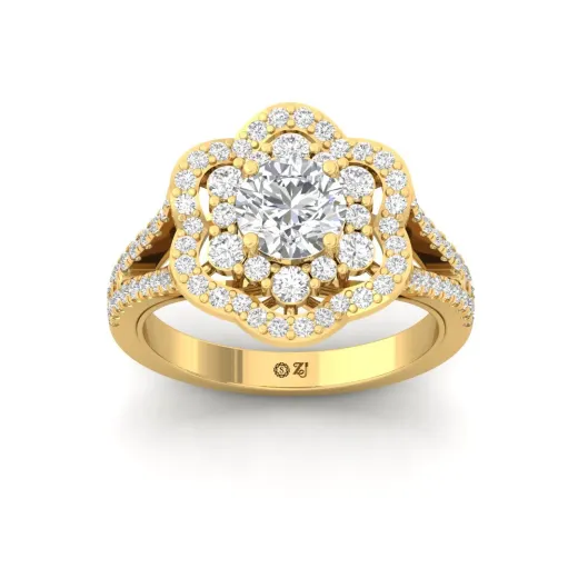 Floral Halo Cluster Engagement Ring