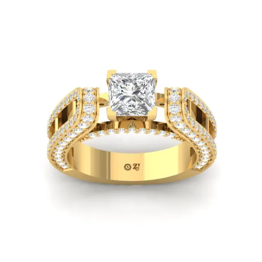 Princess Cut V-Prong Split Shank Engagement Ring