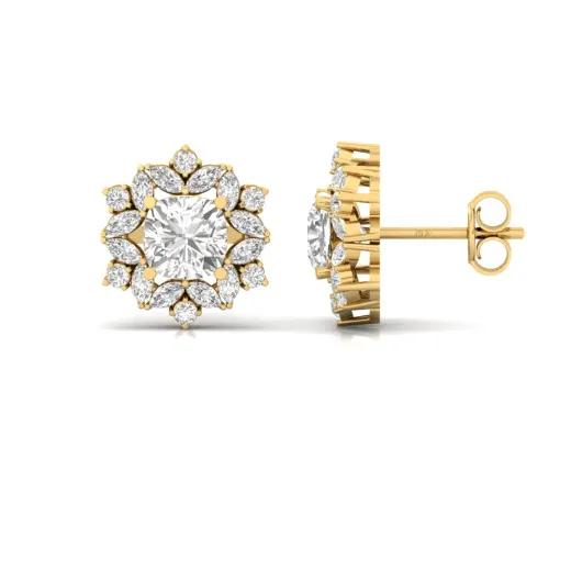 Snowflake Halo Diamond Earrings (1 Pair)