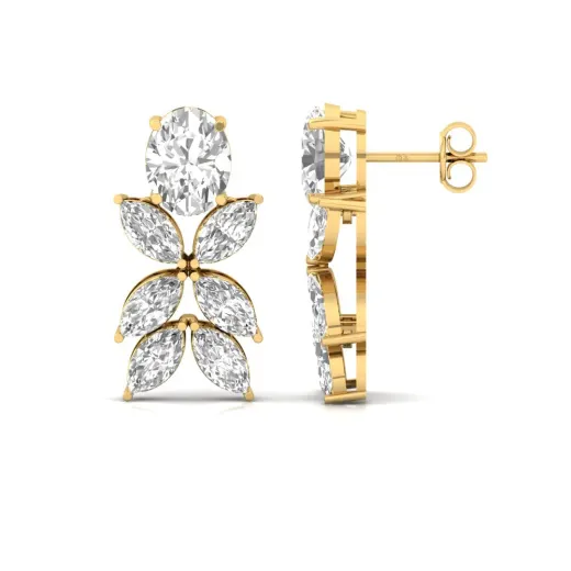 Oval & Marquise Diamond Drop Earrings