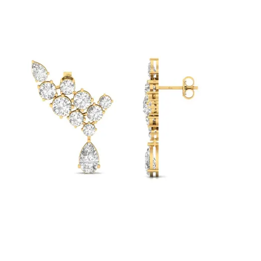 Diamond Cluster Drop Earrings