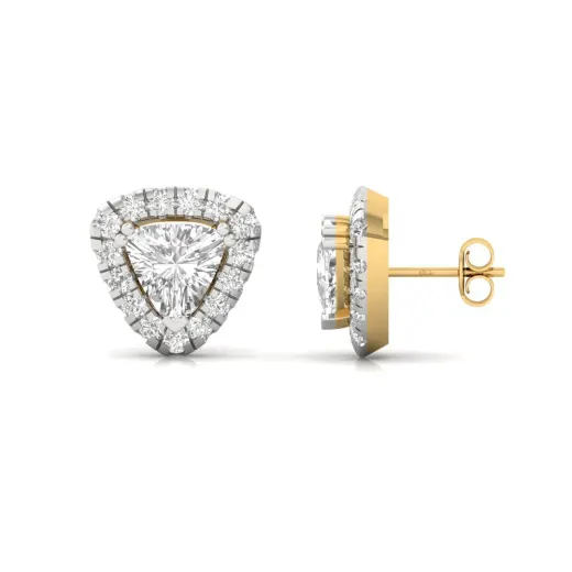 Trillion Cut Diamond Halo Stud Earrings