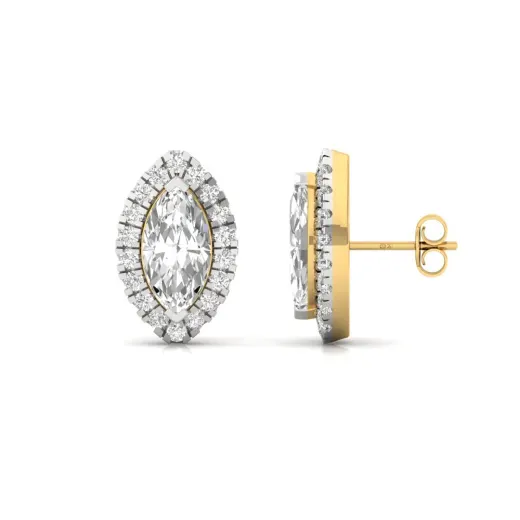 Marquise Cut Halo Diamond Stud Earrings