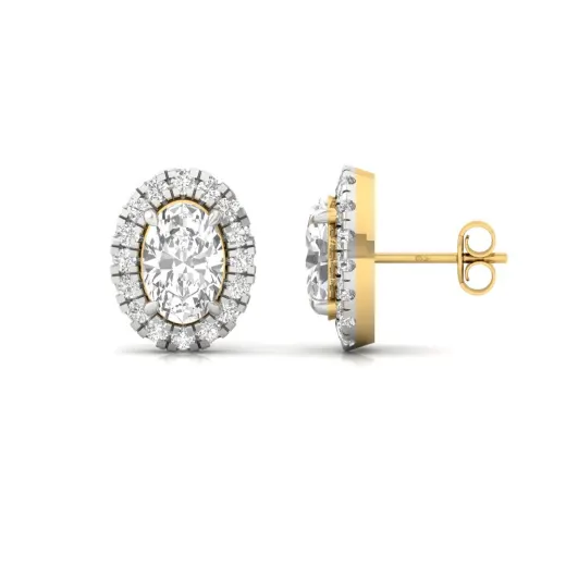 Oval Halo Diamond Stud Earrings