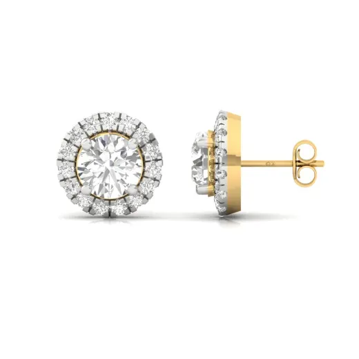 Round Halo Diamond Stud Earrings