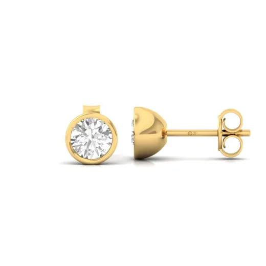 Round Bezel Set Diamond Stud Earrings