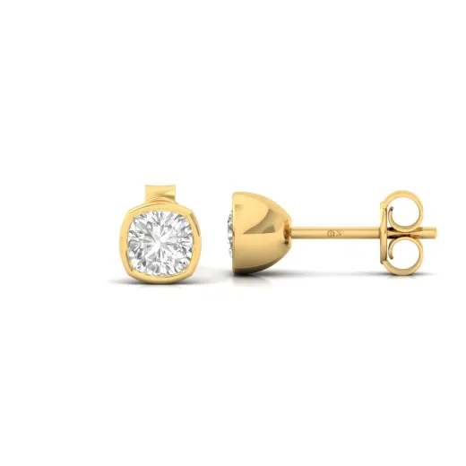 Cushion Bezel Set Diamond Stud Earrings