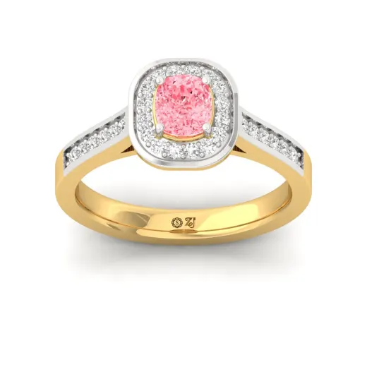 Halo Cushion Pink Diamond Engagement Ring