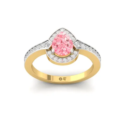 Pink Pear Cut Diamond Halo Ring