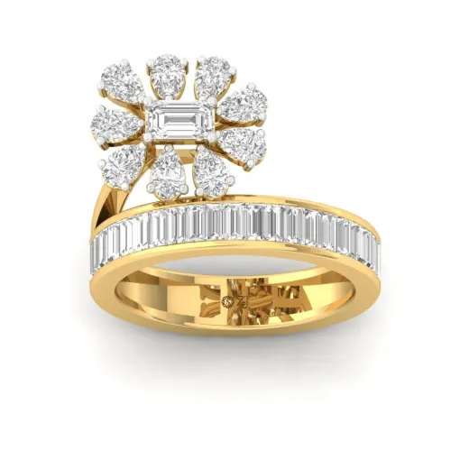 Diamond Baguette & Cluster Cocktail Ring